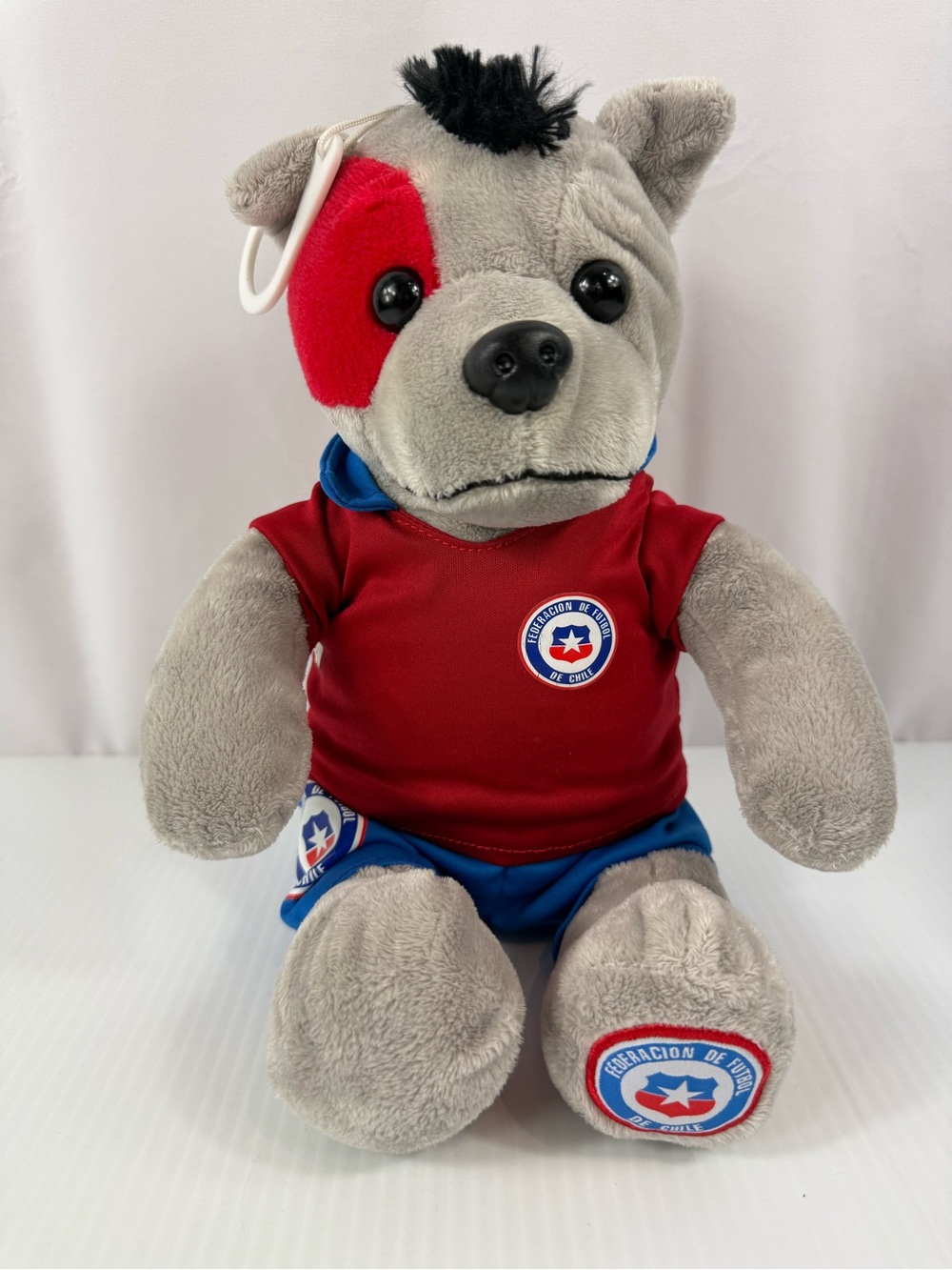 Rogelio La Roja Chile Mascot Gray Dog Plush Toy Team Futbol Football Soccer Rare